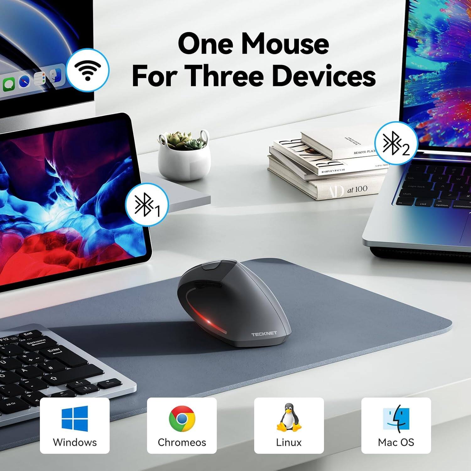 One Mouse For Three Devices

TECKNET

Windows
Chromeos
Linux
Mac OS