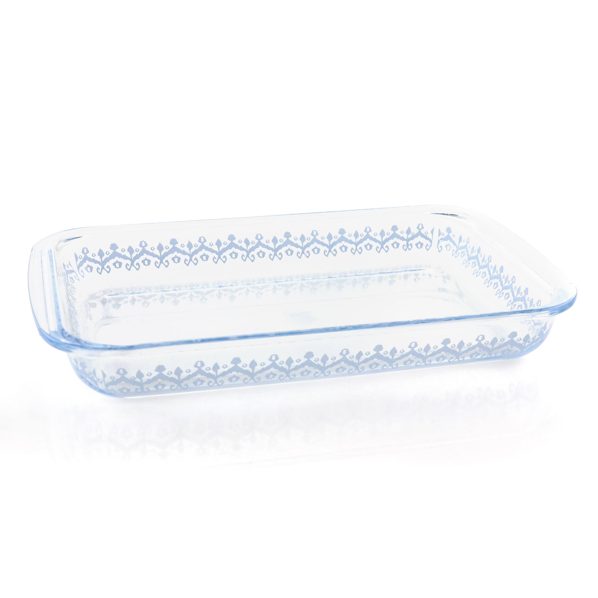 Alt View 1. Gibson - Spice By Tia Mowry 3.1 Quart Spicy Cloves Glass Rectangular Baker - Clear and Blue.