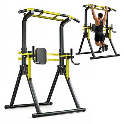 Front. Anysun - Power Tower Pull Up Bar, 10-Level Adjustable Dip Station, Heavy-Duty Frame, Multi-Function Home Gym Strength Equipment - Yellow.