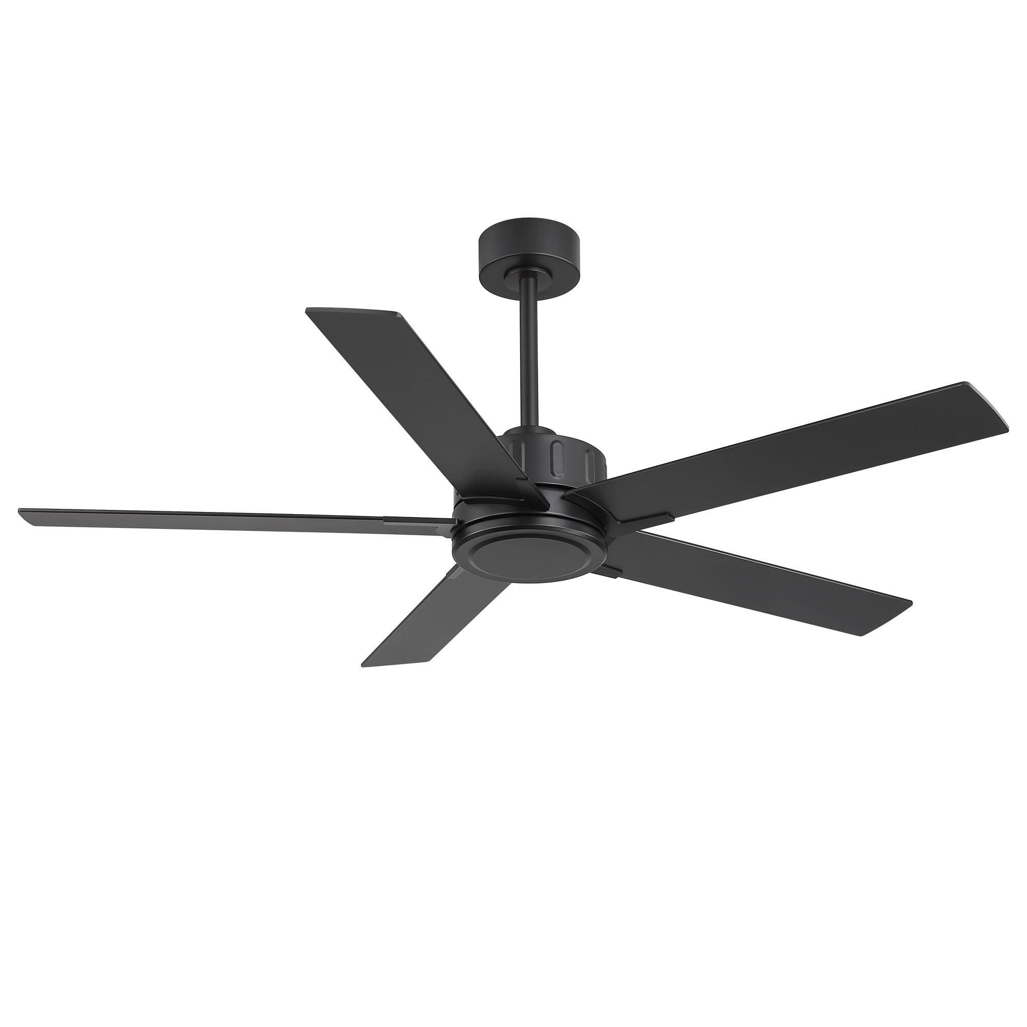Alt View 8. Breezary - 56-In Indoor Ceiling Fan, 5 Plywood Blades, 6-Speed DC Motor, Remote Control, Timer, 5"/10" Downrods - 56-inch Black.