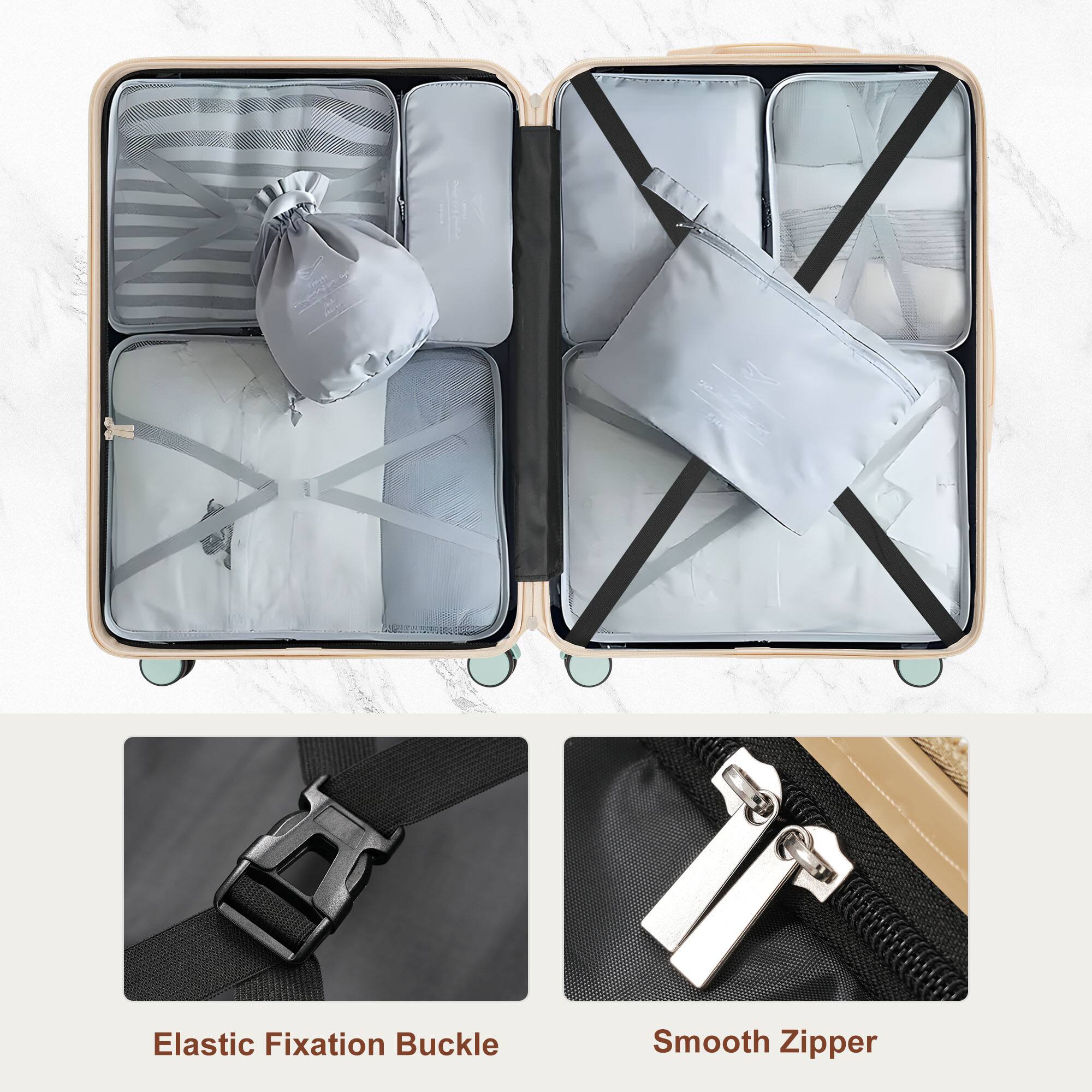 Elastic Fixation Buckle  
Smooth Zipper