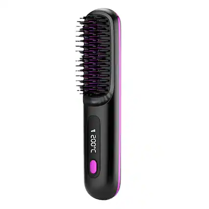 Front. Cluzine - Wireless Hair Straightener Brush, 3-Temp Control, Anti-Scald, Portable, 20S Fast Heat.