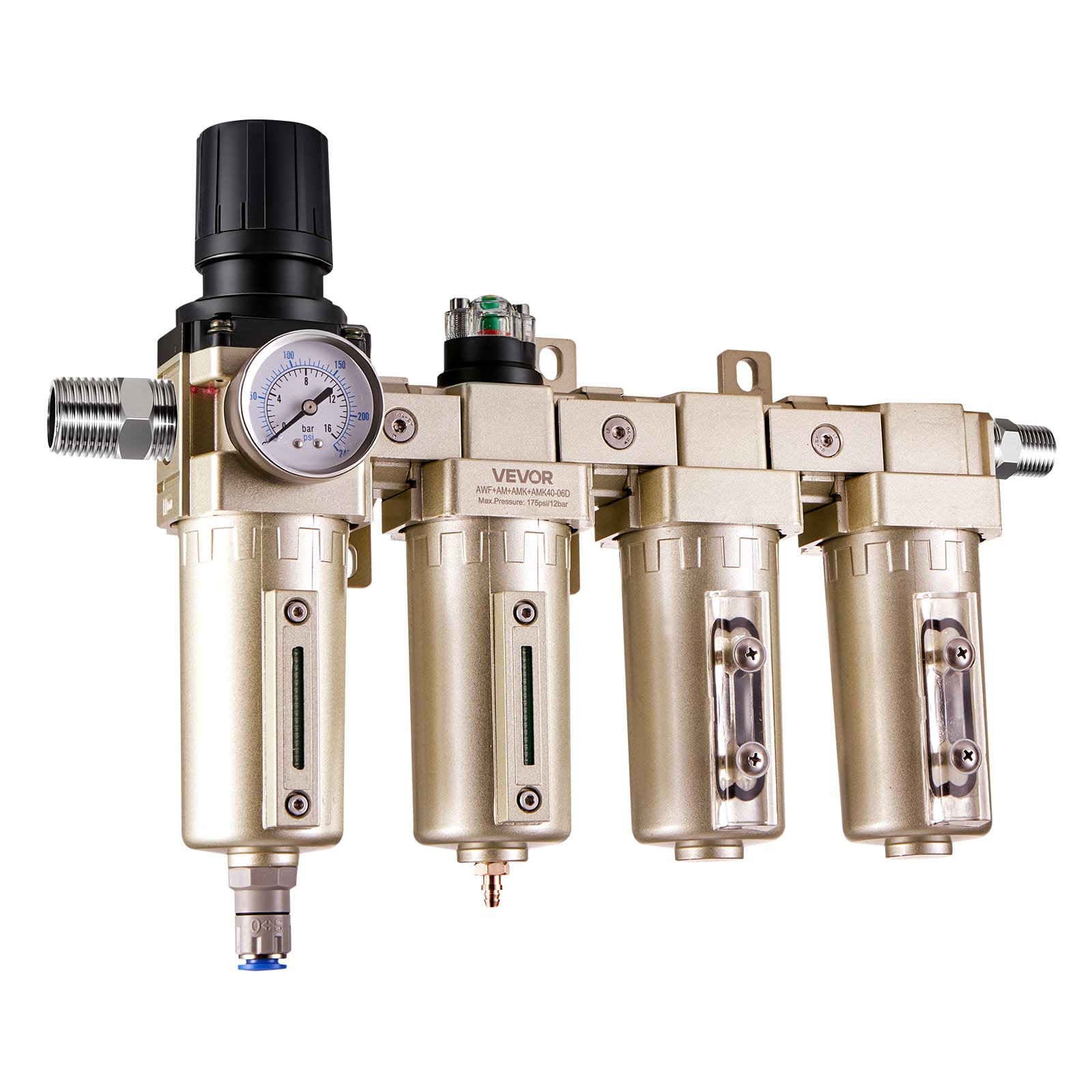 "VEVOR - Air Compressor Filter Regulator, 3/4"" NPT 4-Stage 5μm & 0.3μm & 0.1μm & 0.1μm Air Drying System with Micron Filters - Champagne" price history on PriceWatchPro