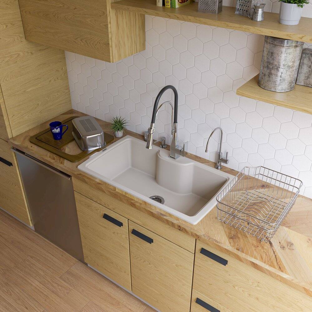 Alt View 3. Alfi - ALFI brand Biscuit 35 Drop-In Single Bowl Granite Composite Kitchen Sink - Beige.