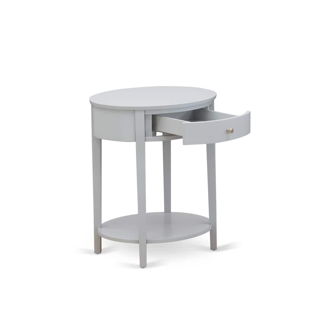 East West Furniture - HI-14-ET Mid Century Nightstand with 1 Mid Century Modern Drawer, Stable and Sturdy Constructed - Finish - Urban Gray