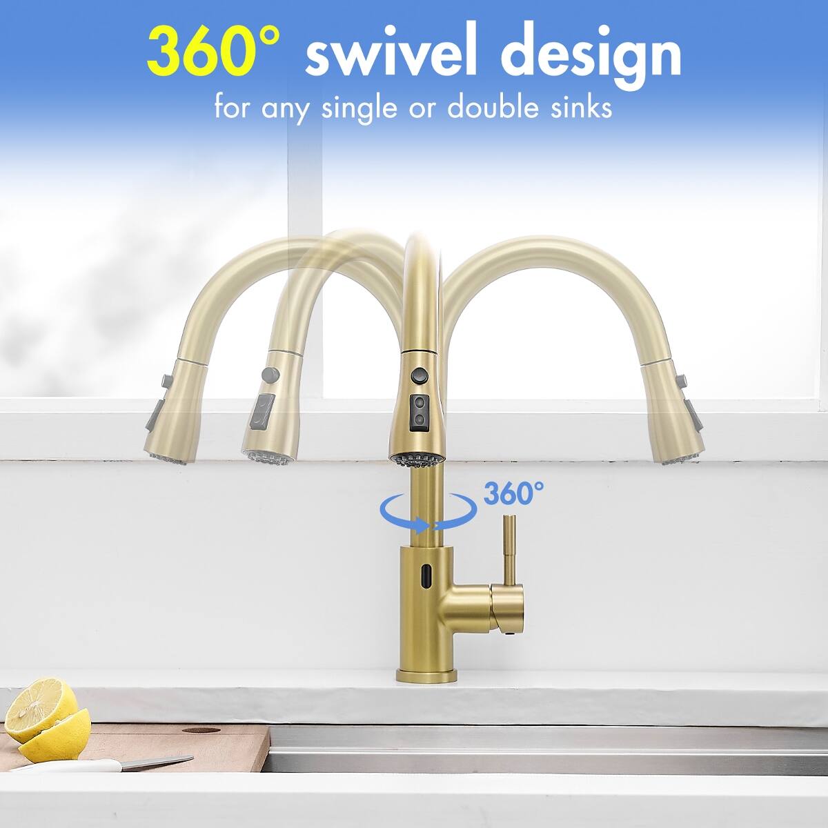 Ropilly Touchless Kitchen Faucet with Pull Out Sprayer, Motion Sensor ...