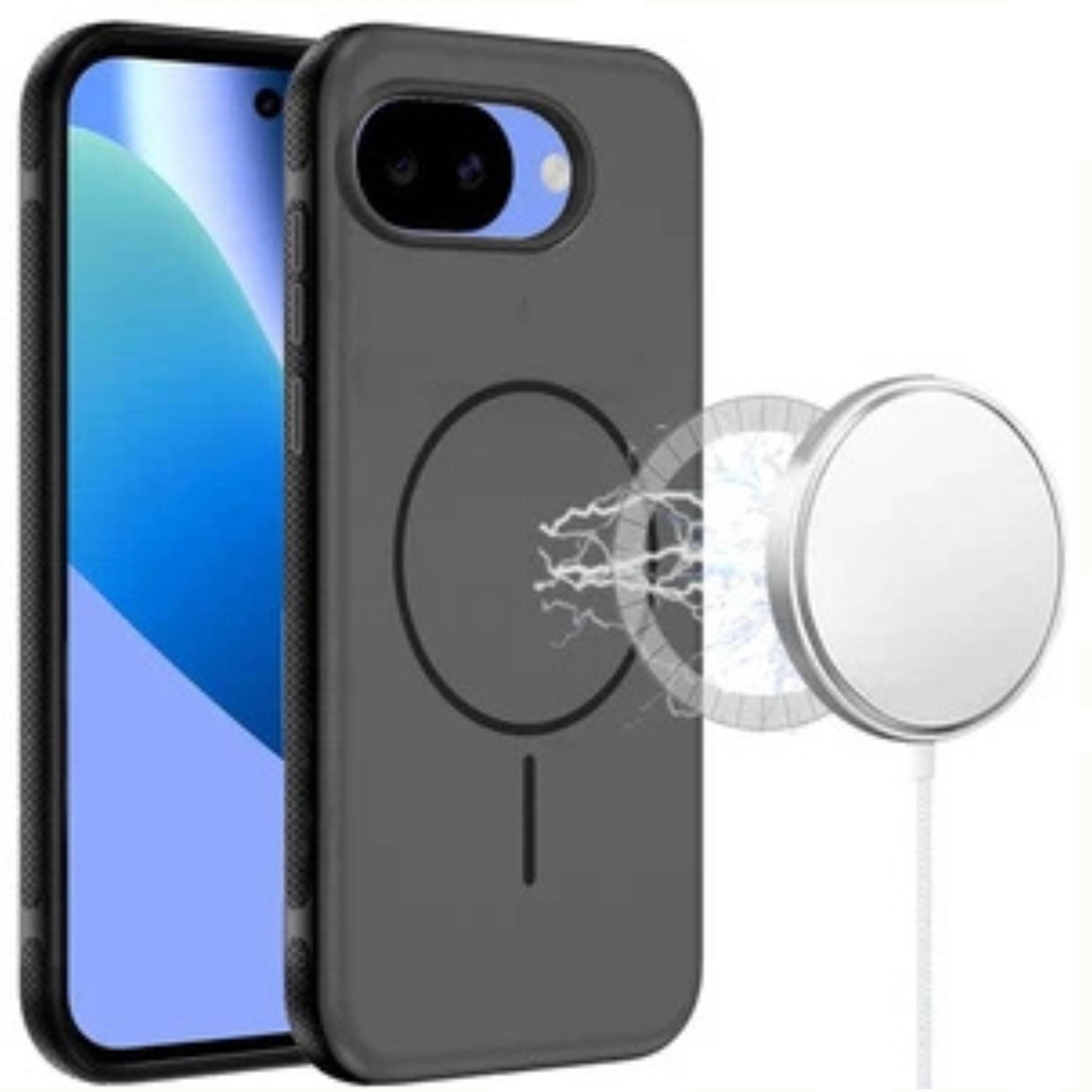 Angle. Kitcheniva - Rugged Side Grip Magnetic Circle With Tempered Glass For Google Pixel 10a Case Black - Black.
