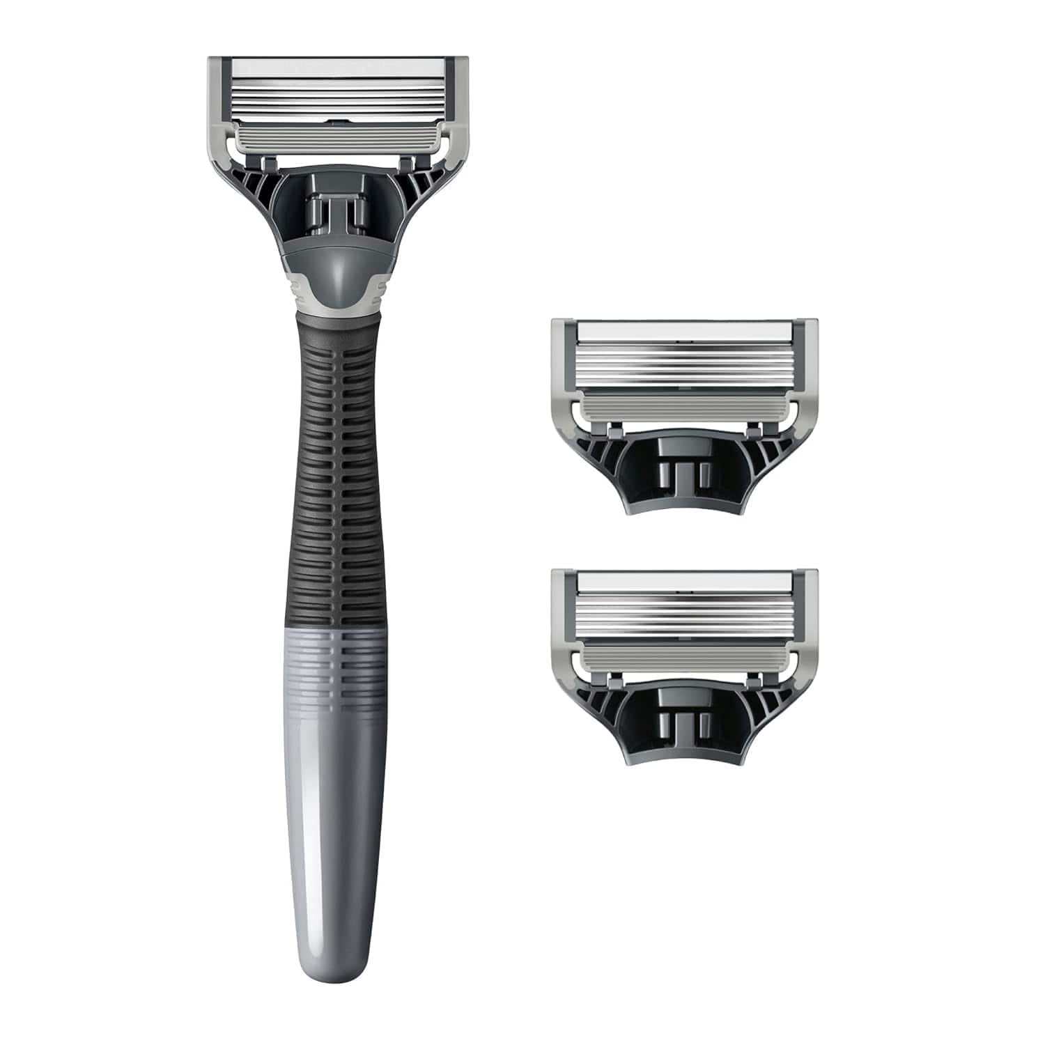 Dazzed Corner - Original Shaving Kit for Men, Razor Handle + 3 Blade Refills - Gray