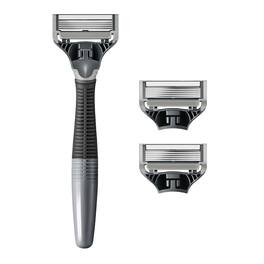 Dazzed Corner - Original Shaving Kit for Men, Razor Handle + 3 Blade Refills - Gray