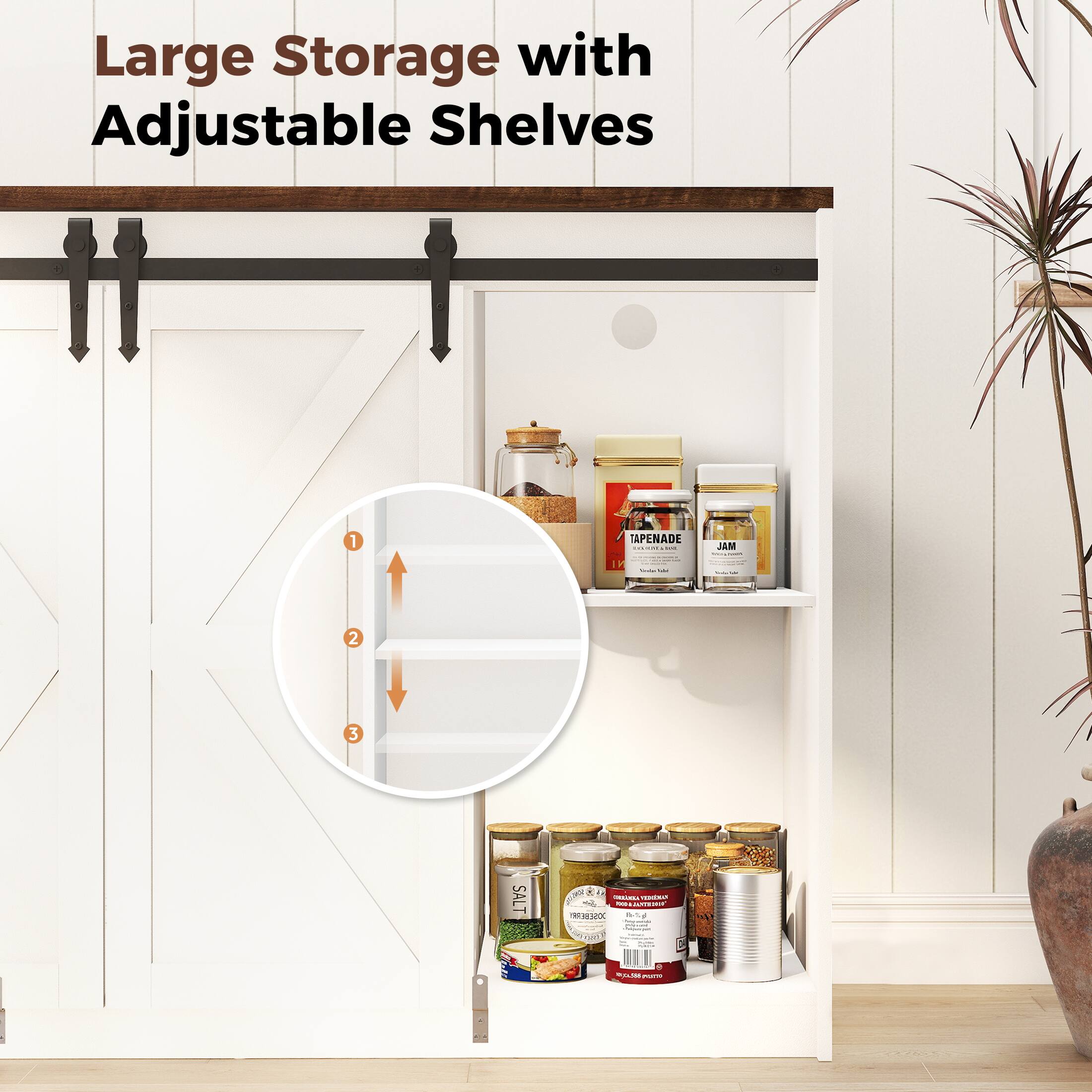 Large Storage with Adjustable Shelves
