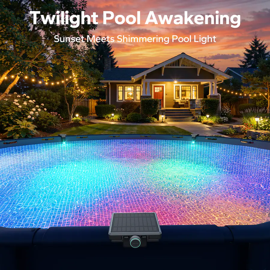 Pool Led Lamp POOLHACKER 6 Pack Solar Pool Lights, 10 Color 4 Mode Submersible LED ...