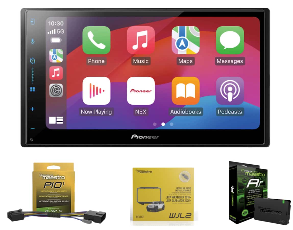 Pioneer - DMH-W3050NEX Digital Receiver Backup Camera + ADSMRR + KITWJL2 for 2019+ Jeep Wrangler and 2020+ Gladiator - Black