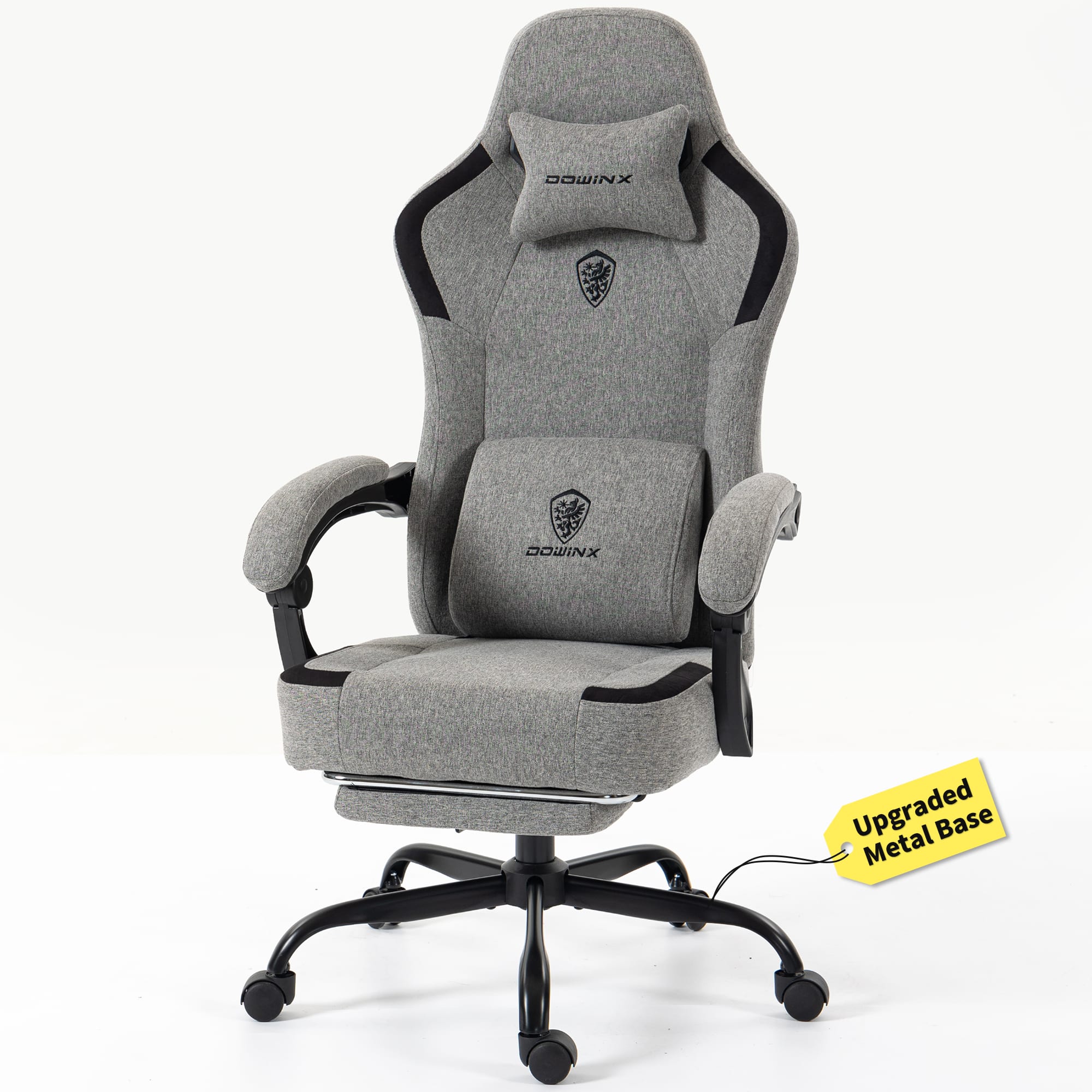Dowinx - Fabric Gaming Chair Breathable with Retractable Footrest, Ergonomic Office Chair with Lumbar Support and Headrest - Gray price history on PriceWatchPro