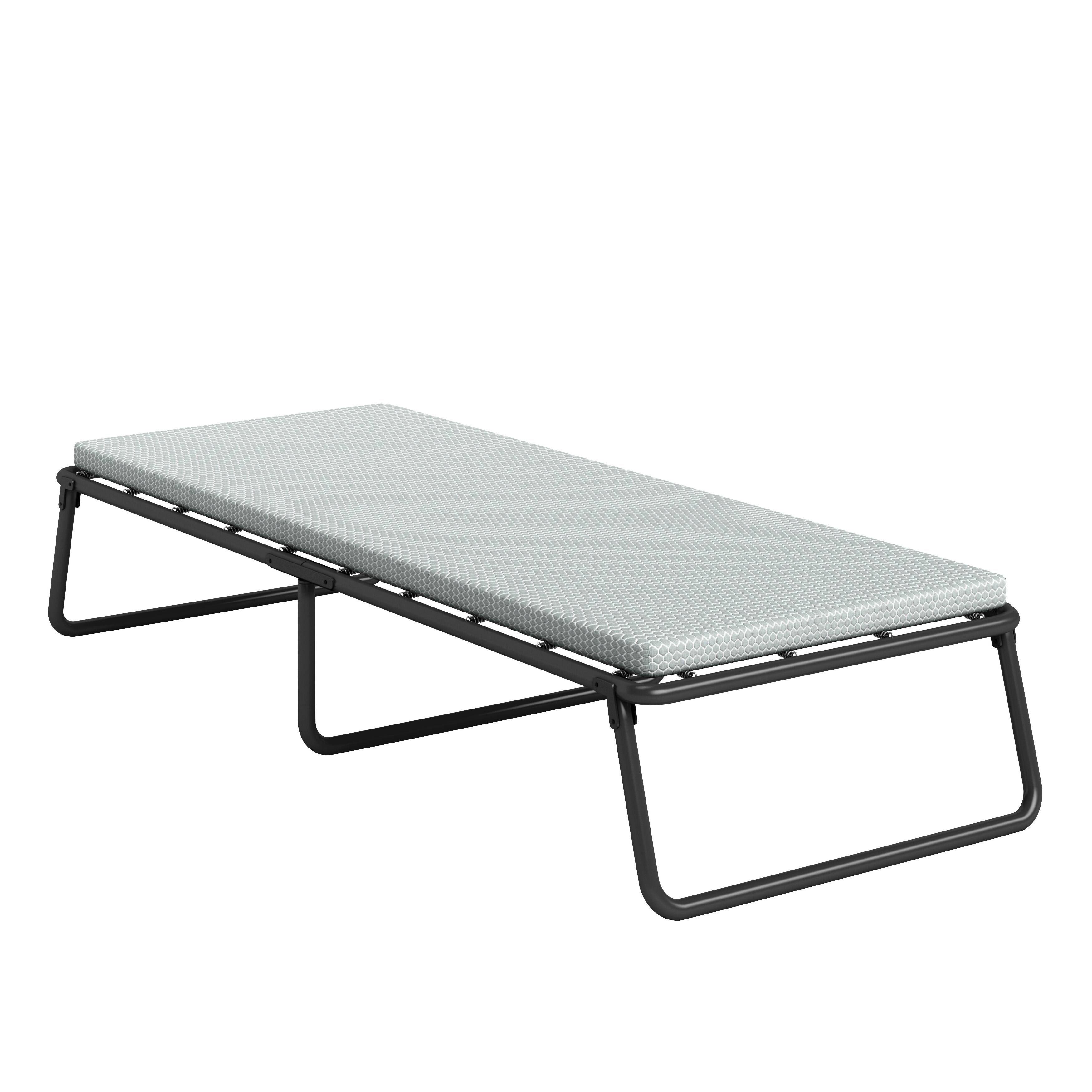 Alt View 1. Beautyrest - Folding Guest Bed, Metal Frame with Memory Foam Mattress, Washable Removable Cover - Light Blue.