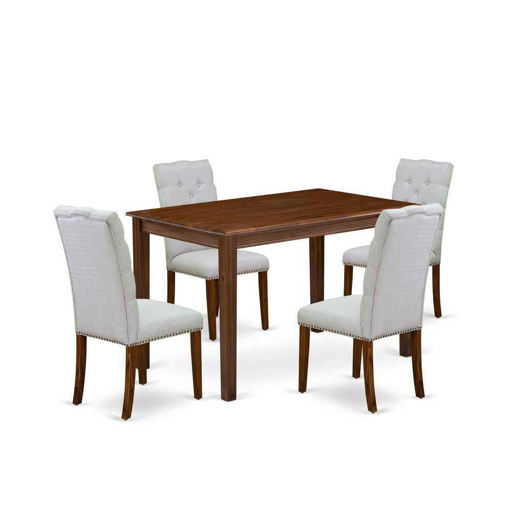 Back. East West Furniture - 5 Piece Dining Room Furniture Set Consist of a Rectangle Dining Table - Brown.