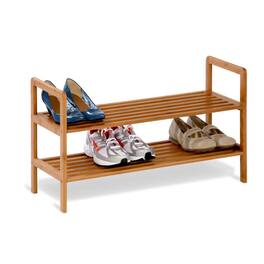Hivvago - 2-Tier Bamboo Shoe Shelf Rack - Holds 6 to 8 Pairs of Shoes - Brown