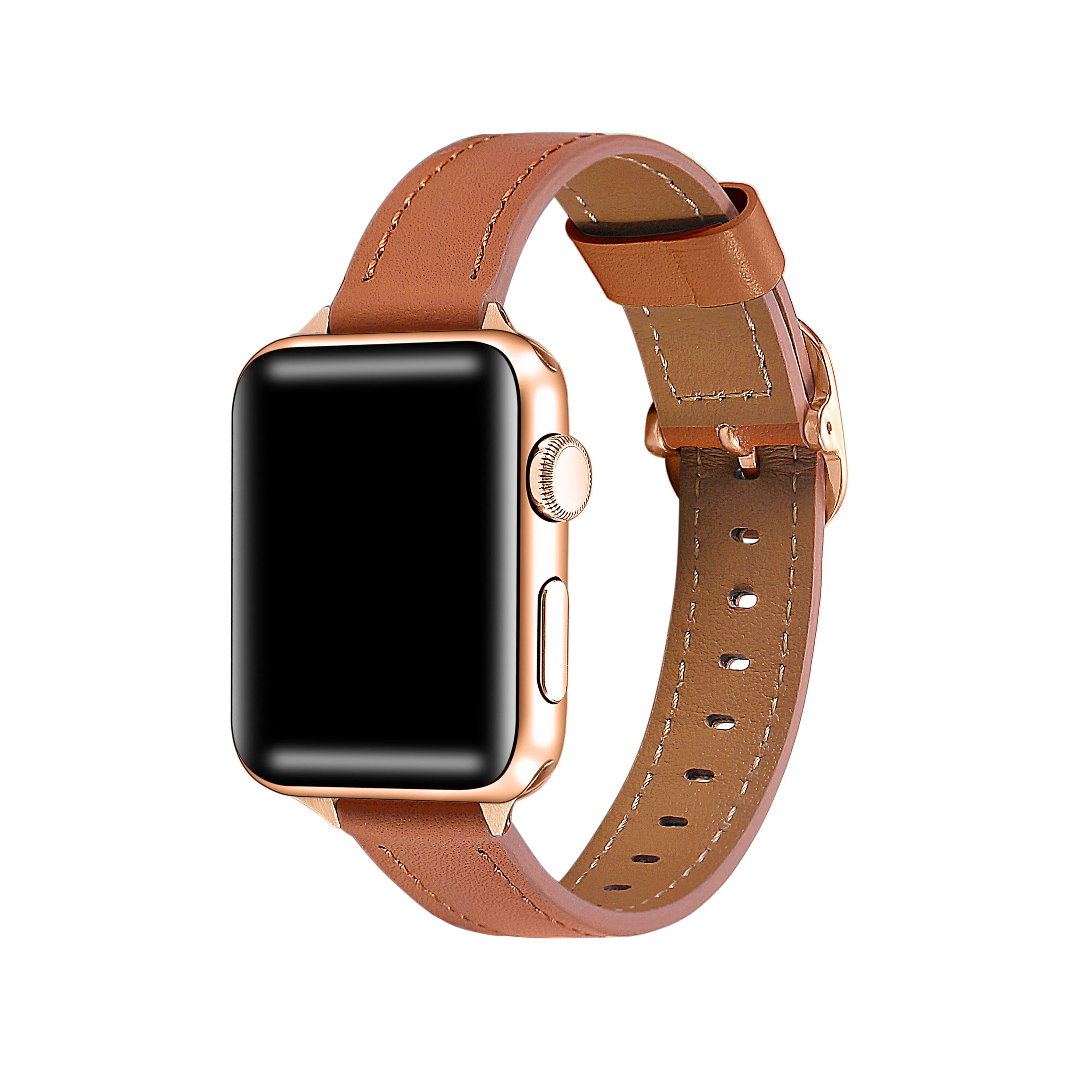 Posh Tech - Carmen Skinny Leather Band for Apple Watch - Brown