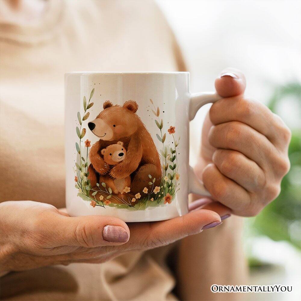 Left. OrnamentallyYou - Mom and Baby Bear Mug, Mother's Day Gift - White.