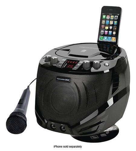 Front. Karaoke USA - Portable CD+G Karaoke System - Black.