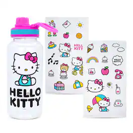 Silver Buffalo - Sanrio Hello Kitty Icons 32-Ounce Water Bottle and Sticker Set - Pink