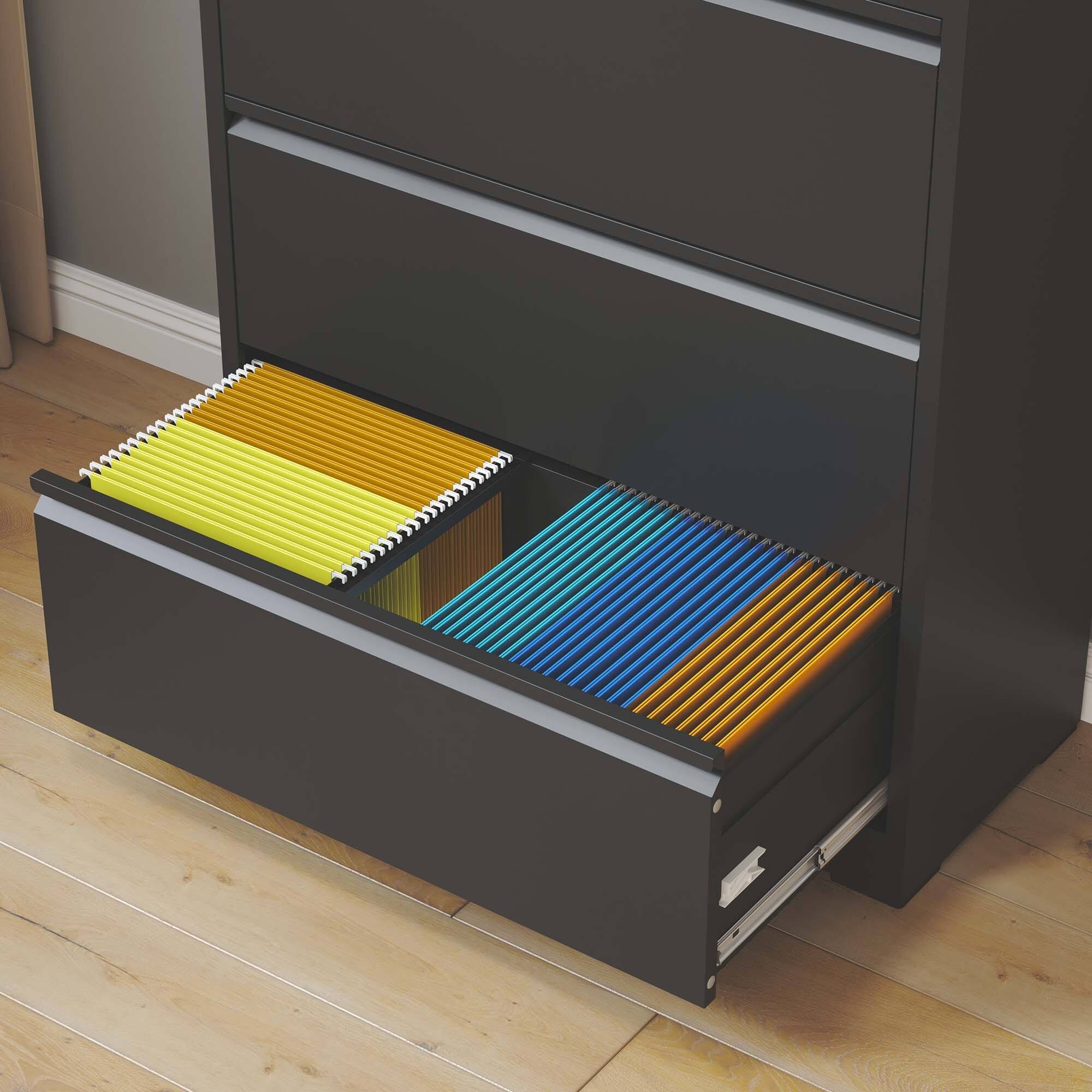 Alt View 3. Boyel Living - 5-Drawer Lateral Metal File Cabinet with Lock - Black.