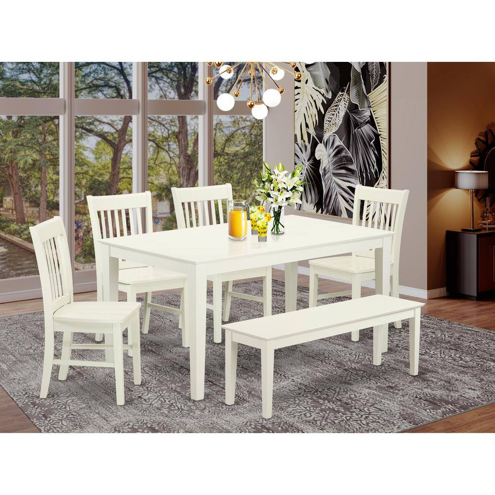 Left. East West Furniture - Dining Room Set Linen White - Brown.