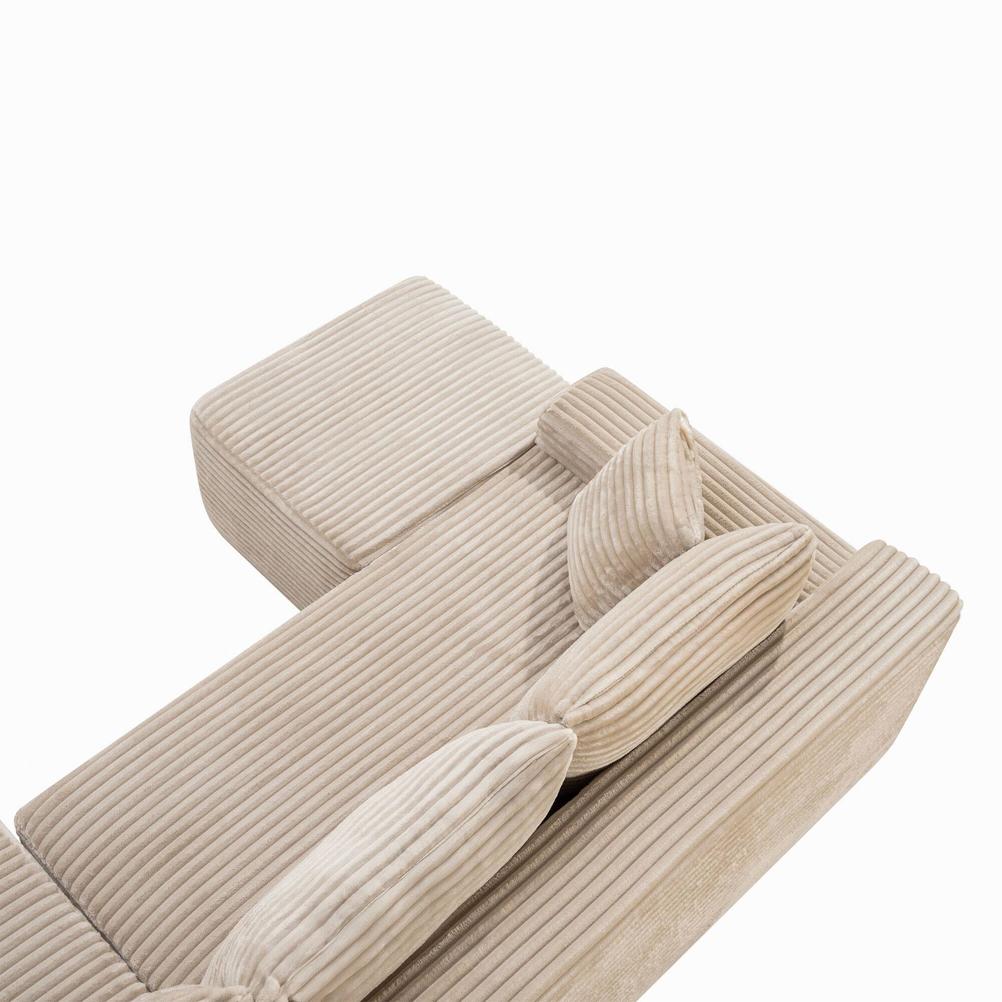 Alt View 3. Boyel Living - 106.3-Inch Corduroy Modular U-Shaped Cloud Sectional Sofa - Camel.