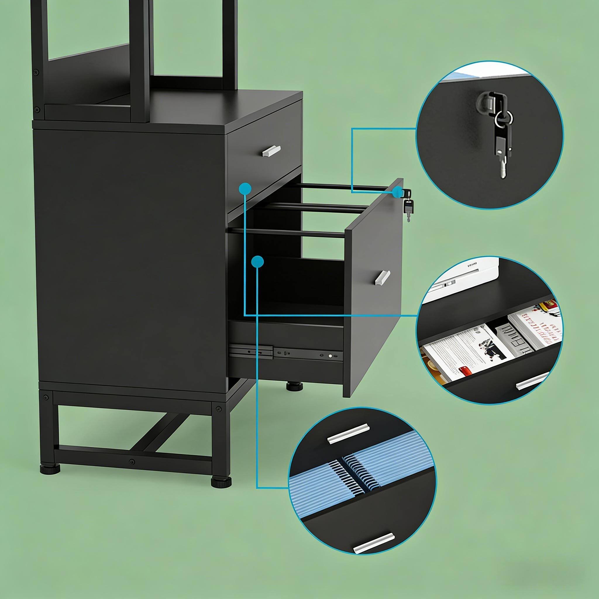 Alt View 2. Forest'nSky - 2-Drawer Sturdy File Cabinet - Ample Storage for Office & Home,Black.