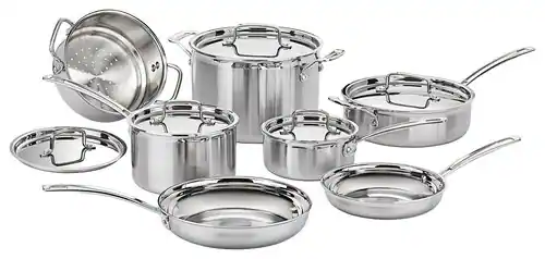 Angle. Cuisinart - MultiClad Pro 12-Piece Cookware Set - Steel.