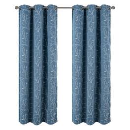 RT Designers Collection - RT Designer Collection Luciana 2 Pack Embroidered Blackout Luxurious Decorative Grommet Curtain Panel 36" x 84" Wedgwood - Wedgewood