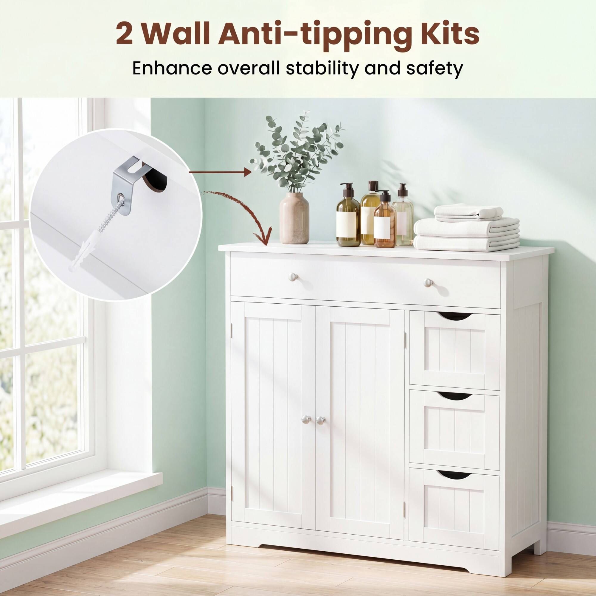 2 Wall Anti-tipping Kits  
Enhance overall stability and safety
