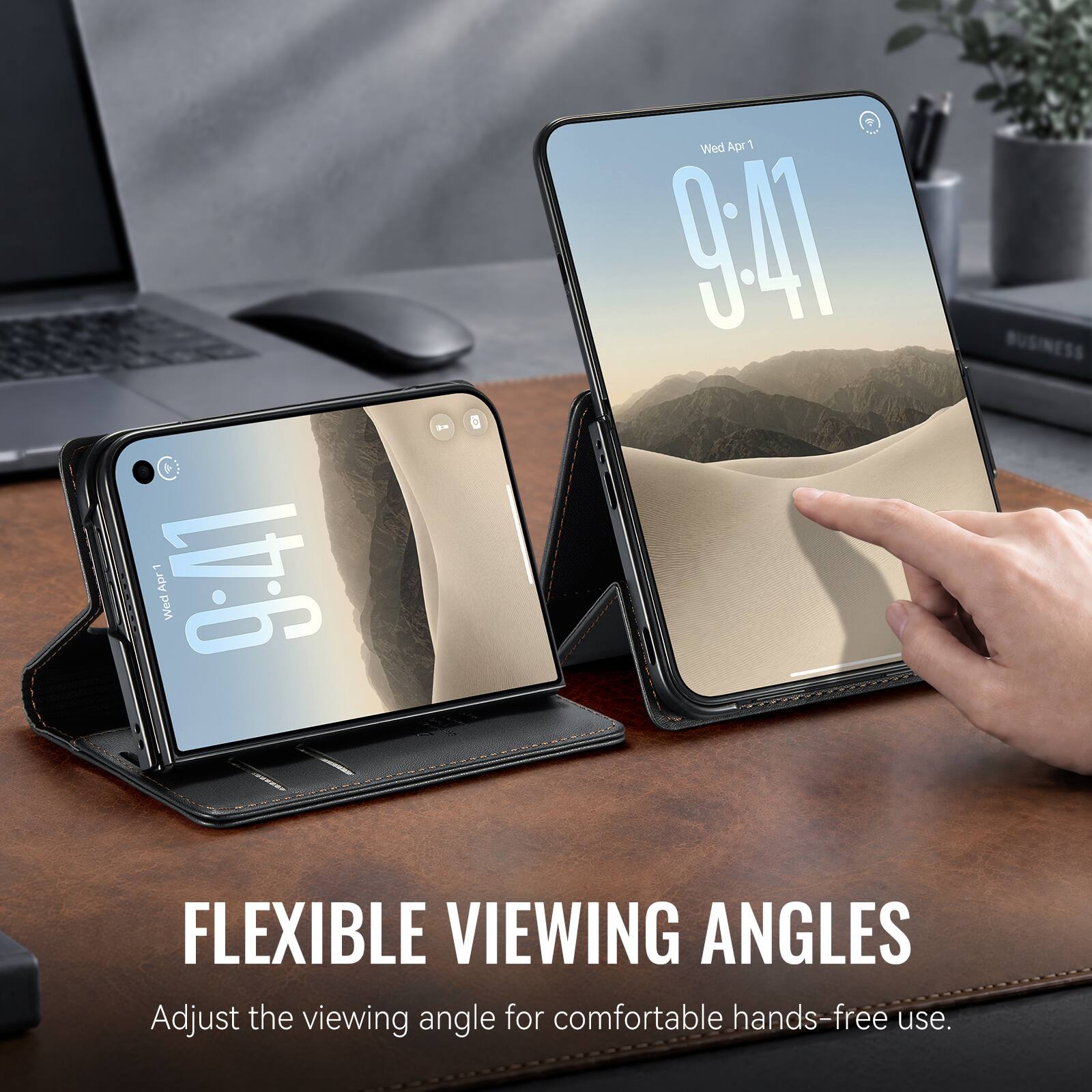 L Apr Wed 9:41  
P  
? "ir" Wed Apr 1 94  
FLEXIBLE VIEWING ANGLES  
Adjust the viewing angle for comfortable hands-free use.