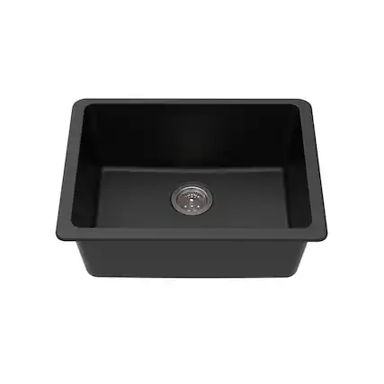 Front. Winpro - Winpro Undermount Granite Composite 25 in. L x 18-1/2 in. L x 9-1/2 in. Single Bowl Kitchen Sink in Black - Black.