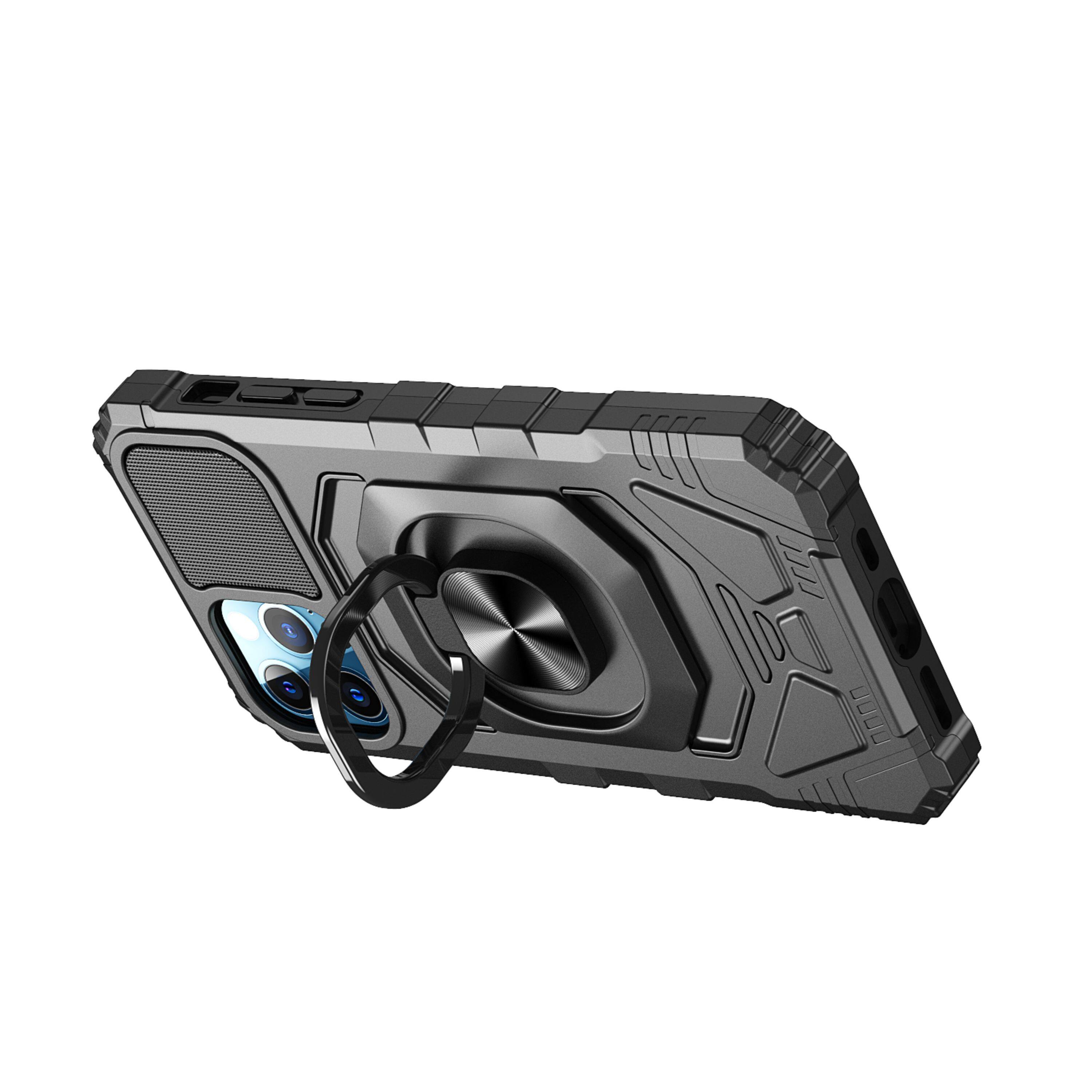 Angle. Kitcheniva - Case Shockproof Dual Layer Phone Case With Ring Stand Tempered Glass For iPhone 12 Pro Max Black - Black.