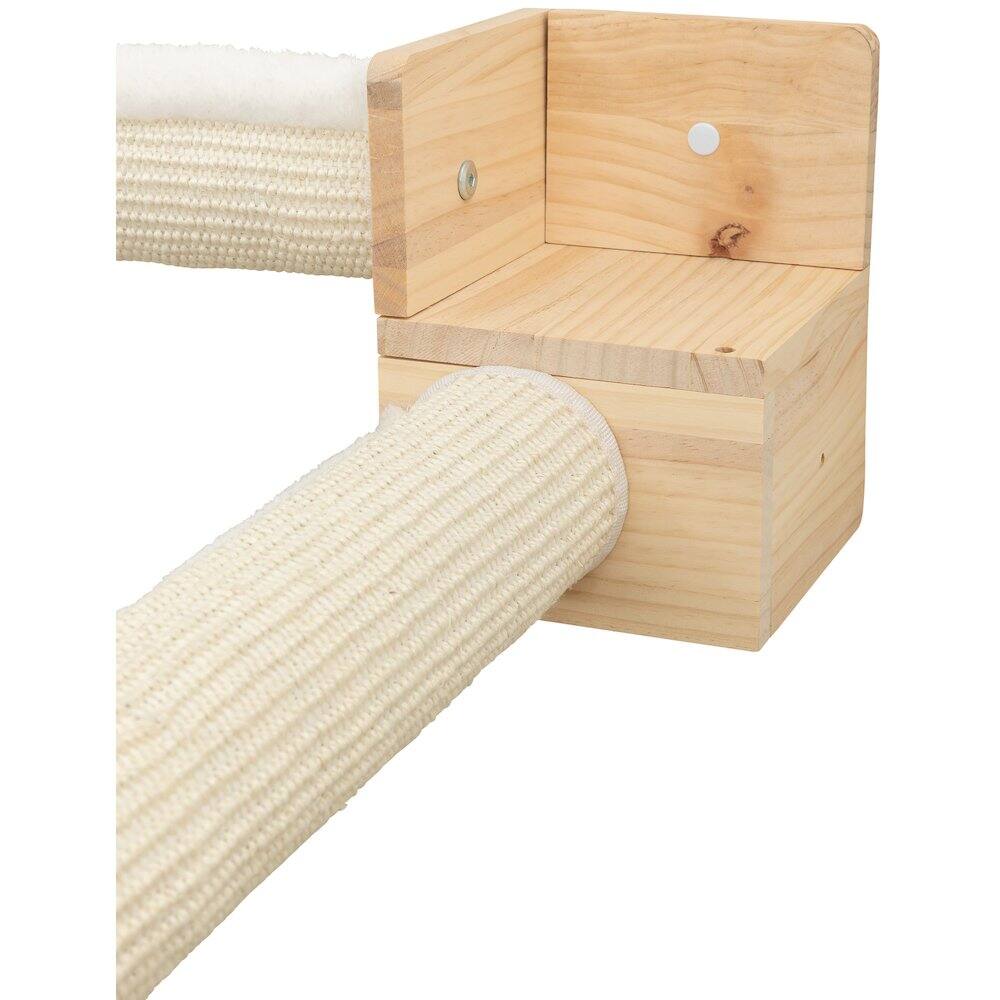 Alt View 1. TRIXIE - Wall Set 6 Multi-Level Wall Mounted Cat Perch System w-Corner Sisal Posts - Natural/White.