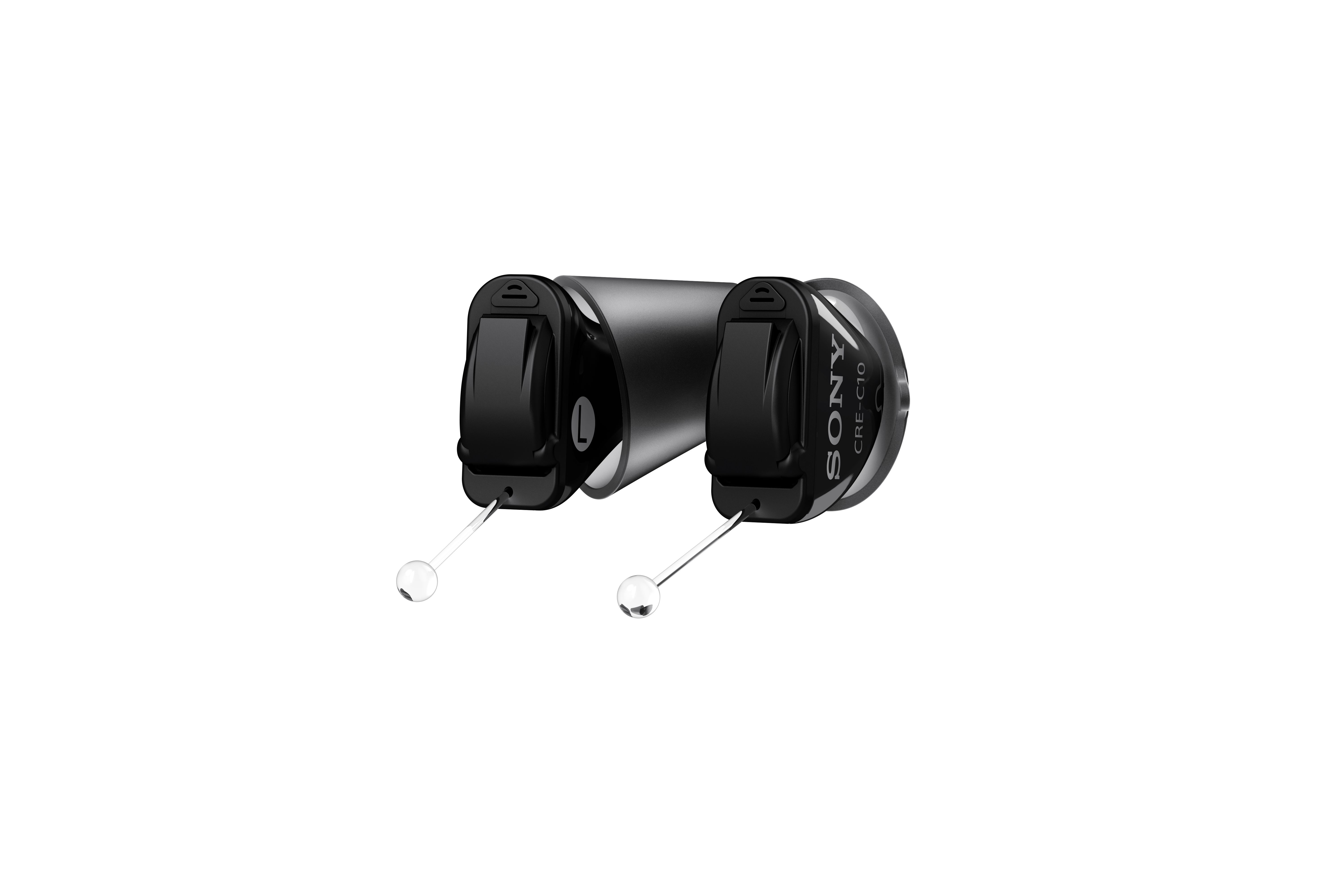 Front. Sony - Discreet OTC Hearing Aids with replaceable batteries, Self-Fitting CRE-C10 - Black.