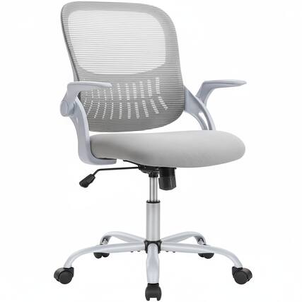 Front. AOITUN - Ergonomic Office Chair, Mesh Desk Chair with Flip up Arms and Storable Lumbar Support, Grey - Gray.