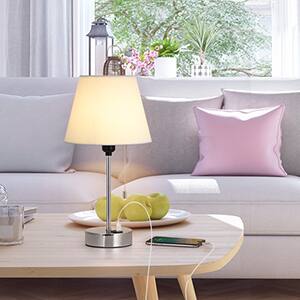 Angle. Oumilen - Set of 2 Table Lamps with Dual USB Ports, Pull Chain Switch, 15.4in Tall, Bulbs Not Included.