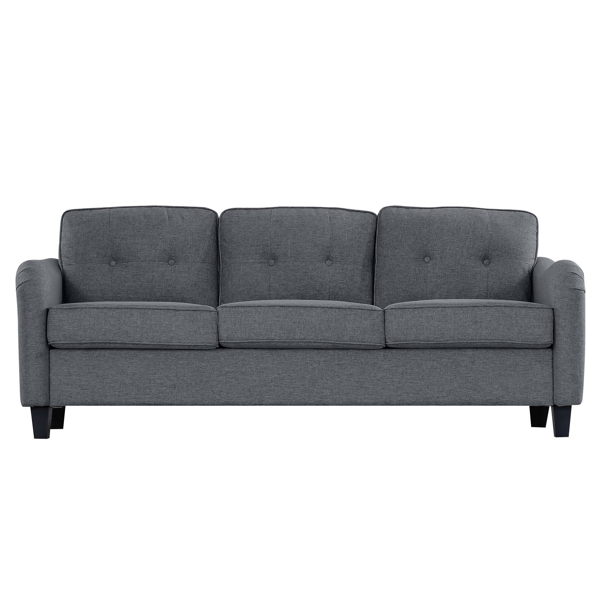 Boyel Living - Modern 3-Piece Linen Fabric Living Room Set - Gray/Black