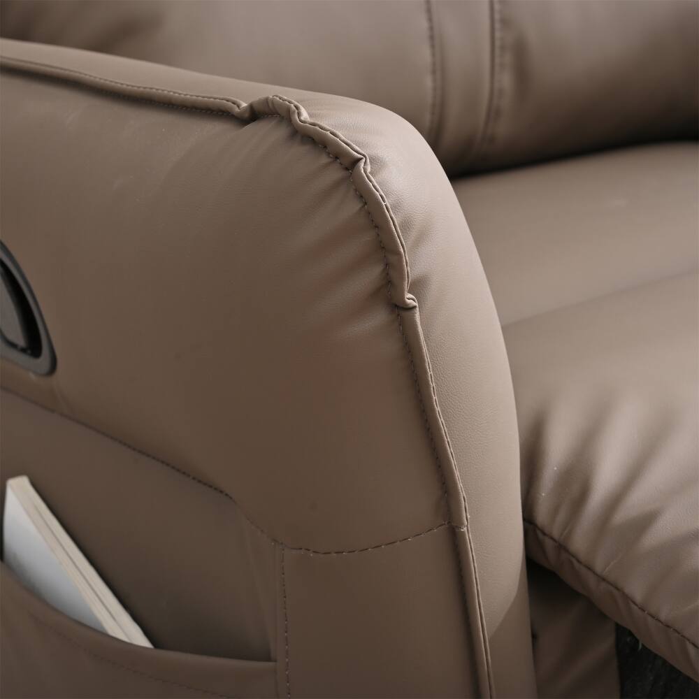 Back. Loheer - Loheer PU Rocking Recliner Chair 360 Swivel Nursery Glider Chair Home Theater Seating Brown - Brown.