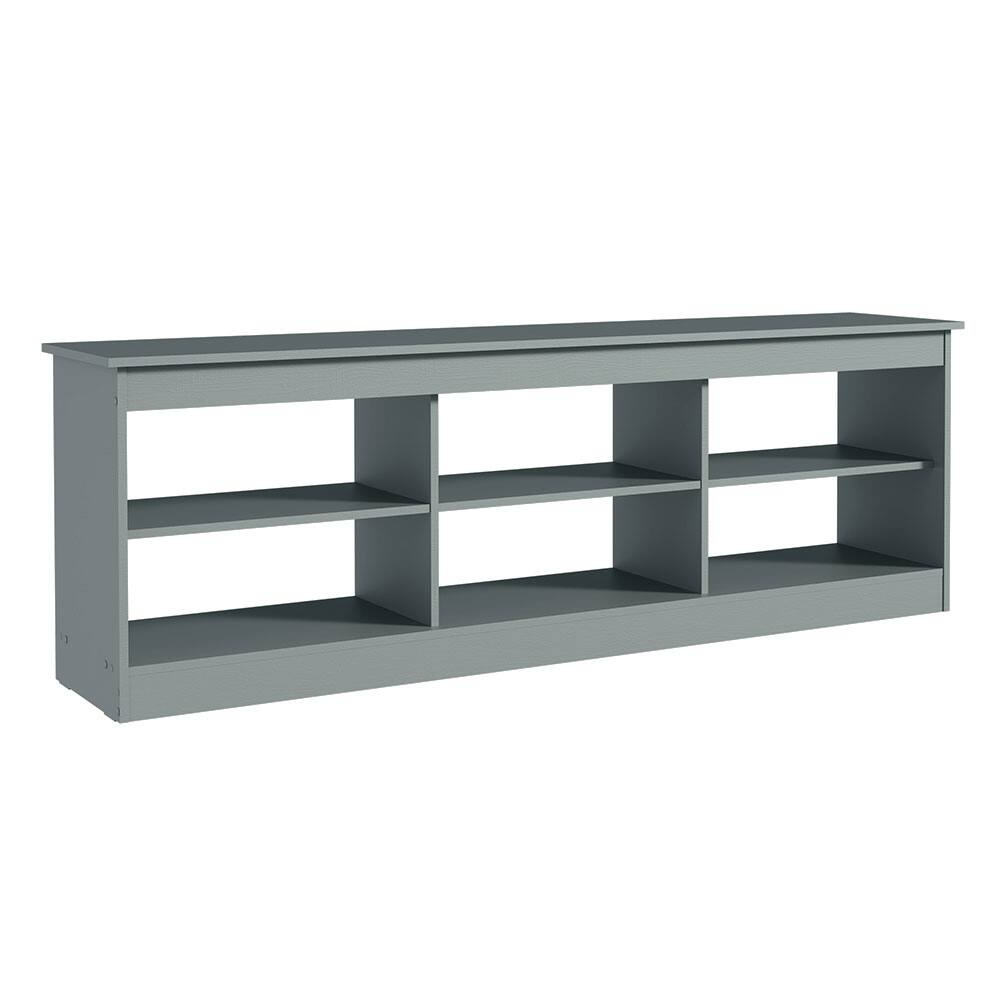 Back. Madesa - Madesa TV Stand with 6 Open Shelves Cable Management 70"L Living Room and Bedroom Television Media Console - Gray - Gray.