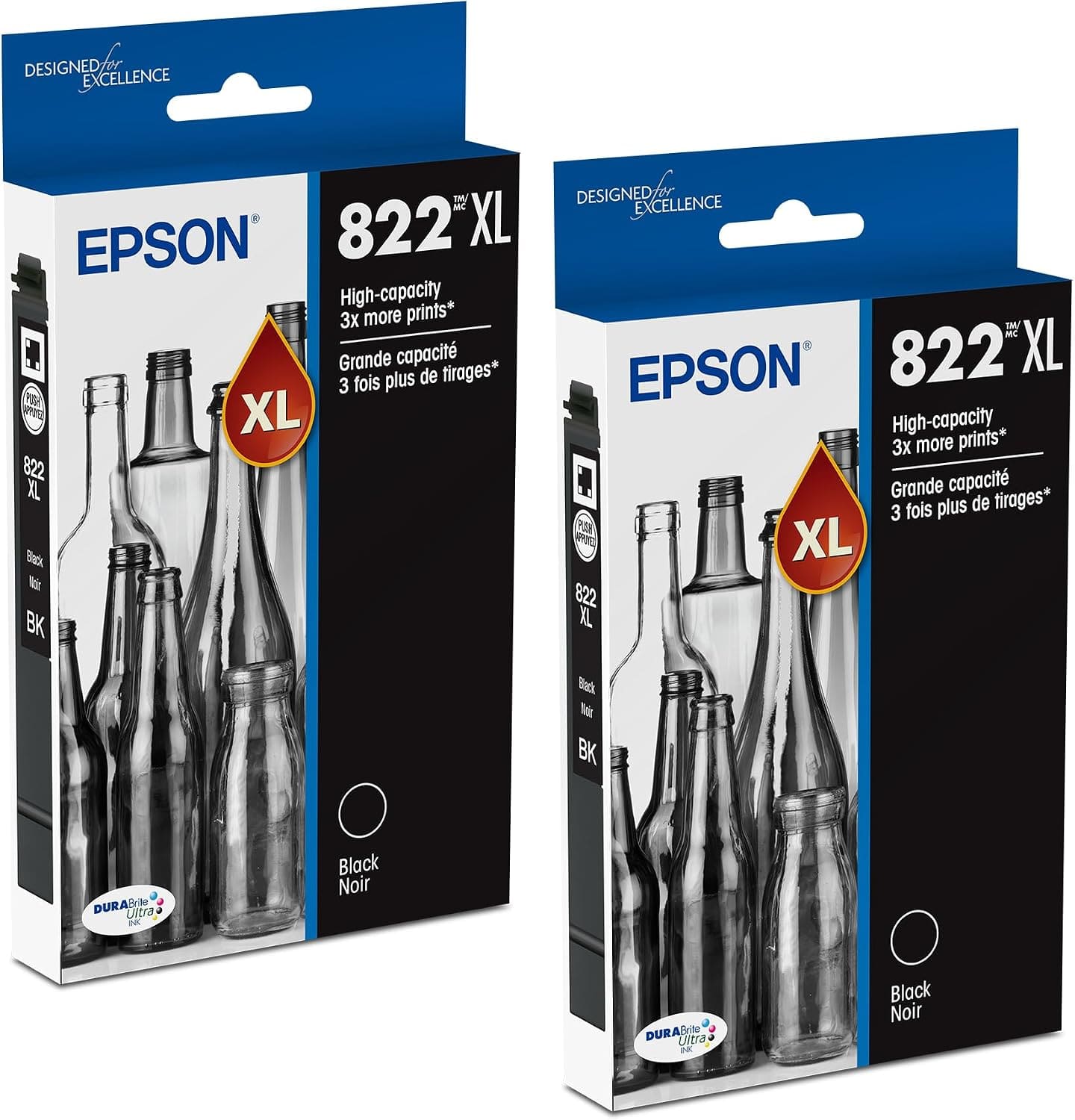 Epson - T822XL High Yield Ink Cartridge, 2/Pack - Black