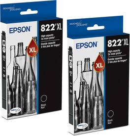 Epson - T822XL High Yield Ink Cartridge, 2/Pack - Black