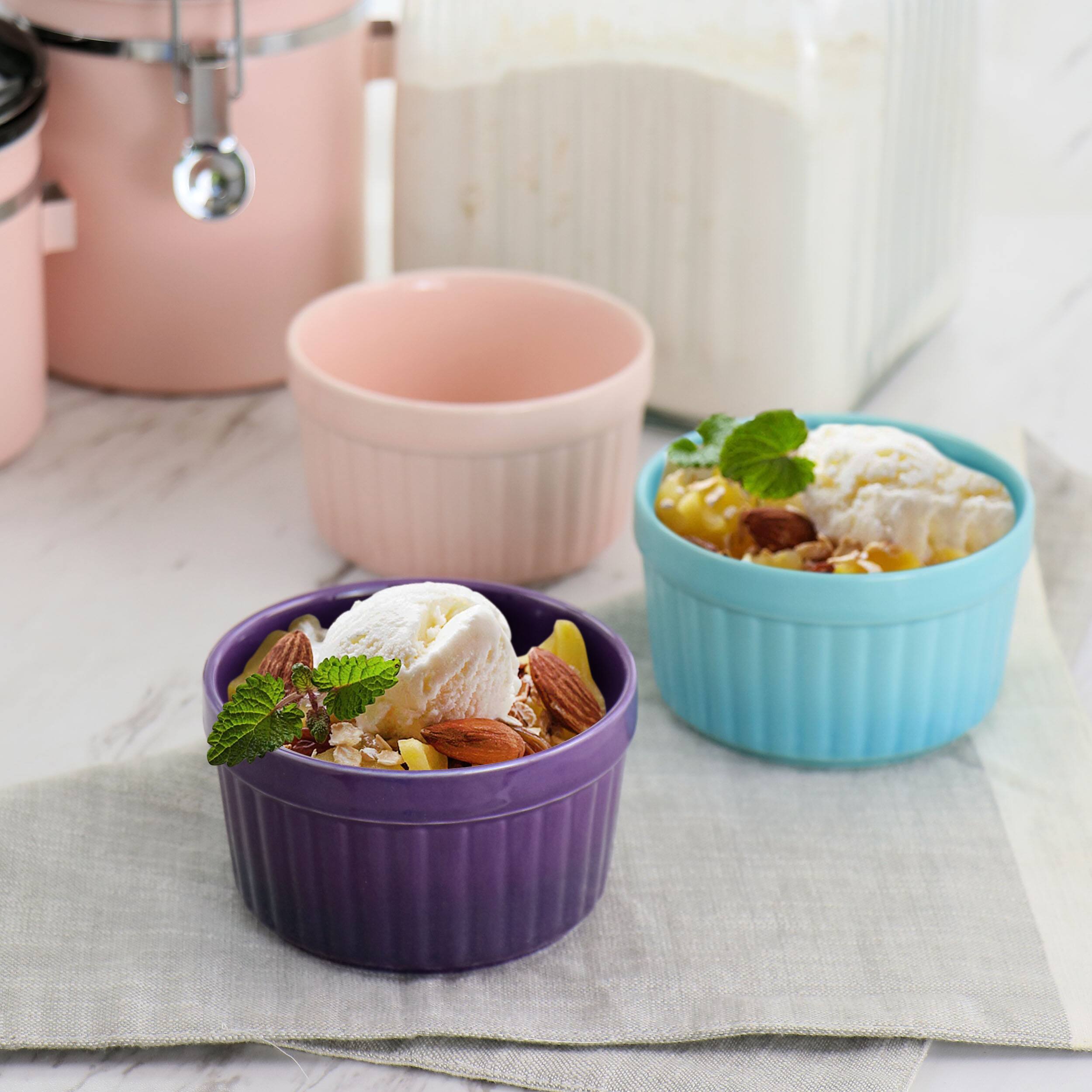 Alt View 4. Crock-Pot - Crockpot Thornburg 6 Piece 12 Ounce Round Stoneware Ramekin Set in Pastel Assorted Colors - Assorted.