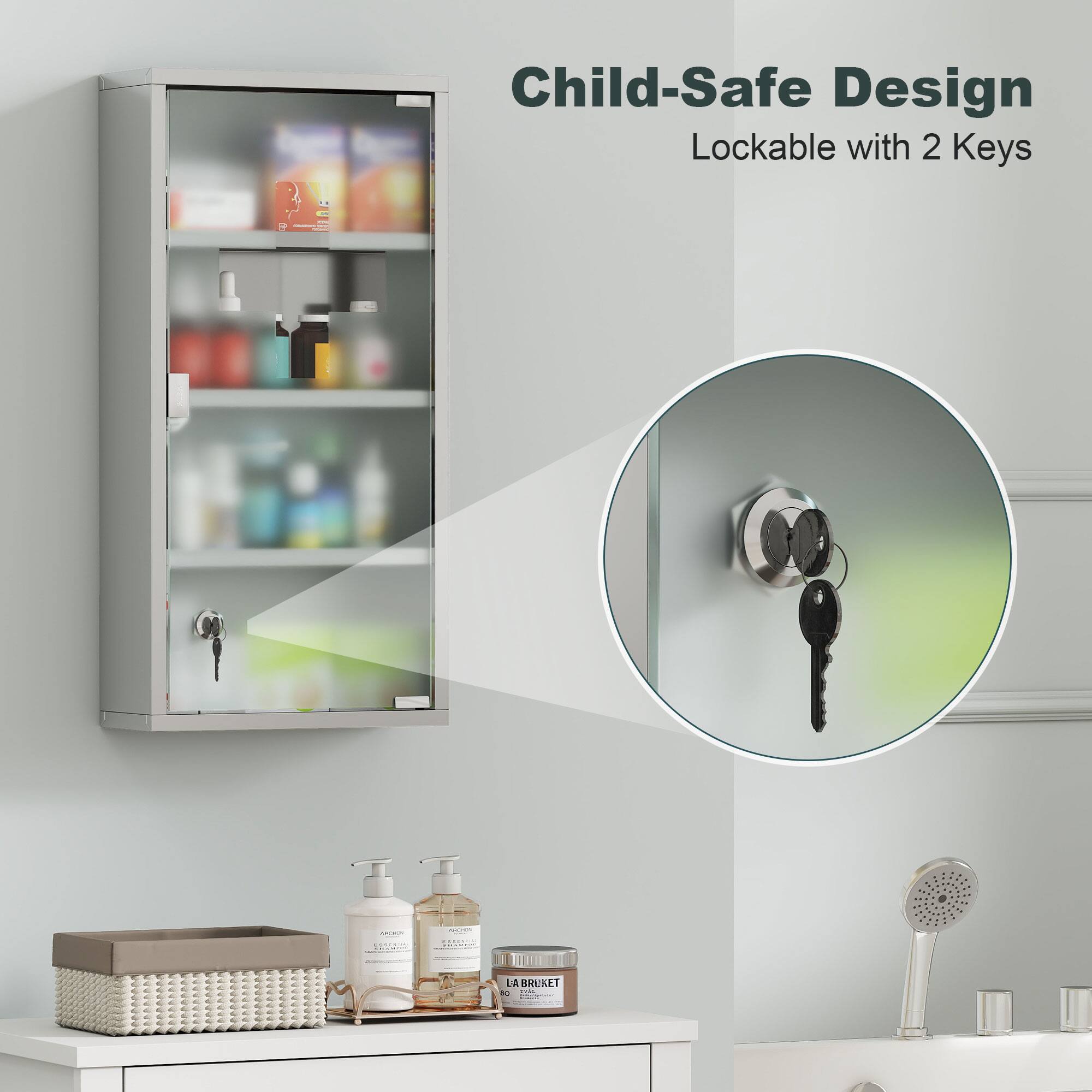 Child-Safe Design  
Lockable with 2 Keys