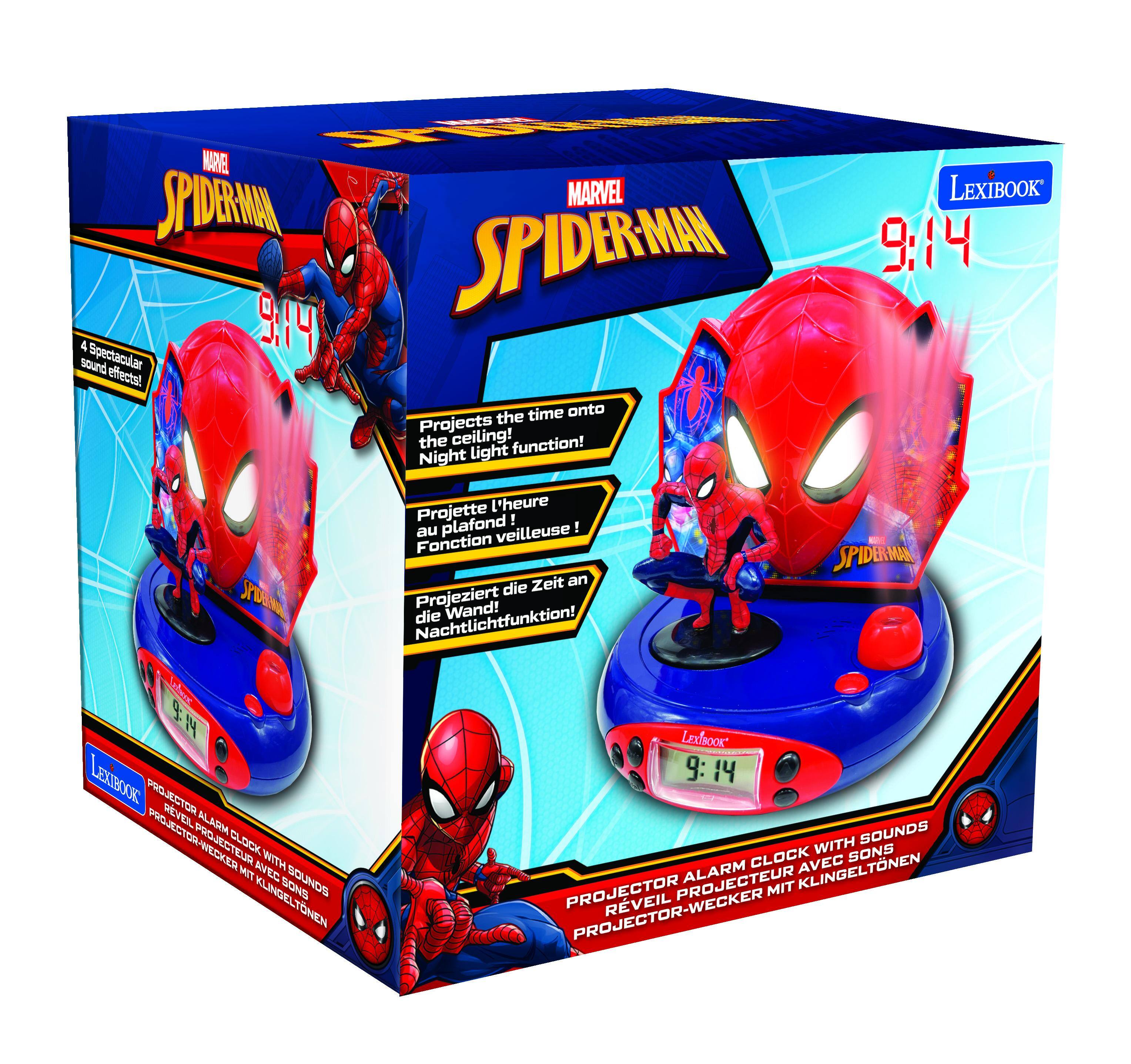 MAPME SPIDERMAN 4 Spectacular 9.14 sound effects! MARVEL SPIDERMAN the time onto Projects the ceiling! function! Night light LEXIBOOK 9:14 Sr Projette l'heure au plafond! veilleuse! Fonction Zeit an die Projeziert Wand! Nachtlichtfunktion! die SPIDERMAN 9 N LexTBOOK PROJECTOR REVEL ALARMA PROJECTOR-WECKER PROJESTEUR CLOCK TIM ANEE WITH SONS SOUNDS KUNGELTONEN LexfBOOK 9: 14 WITH SOUNDS CLOCK AVEC SONS PROJECTOR PROJECTEUR ALARM MIT KLINGELTONEN PROJECTOR-WECKER RVEIL