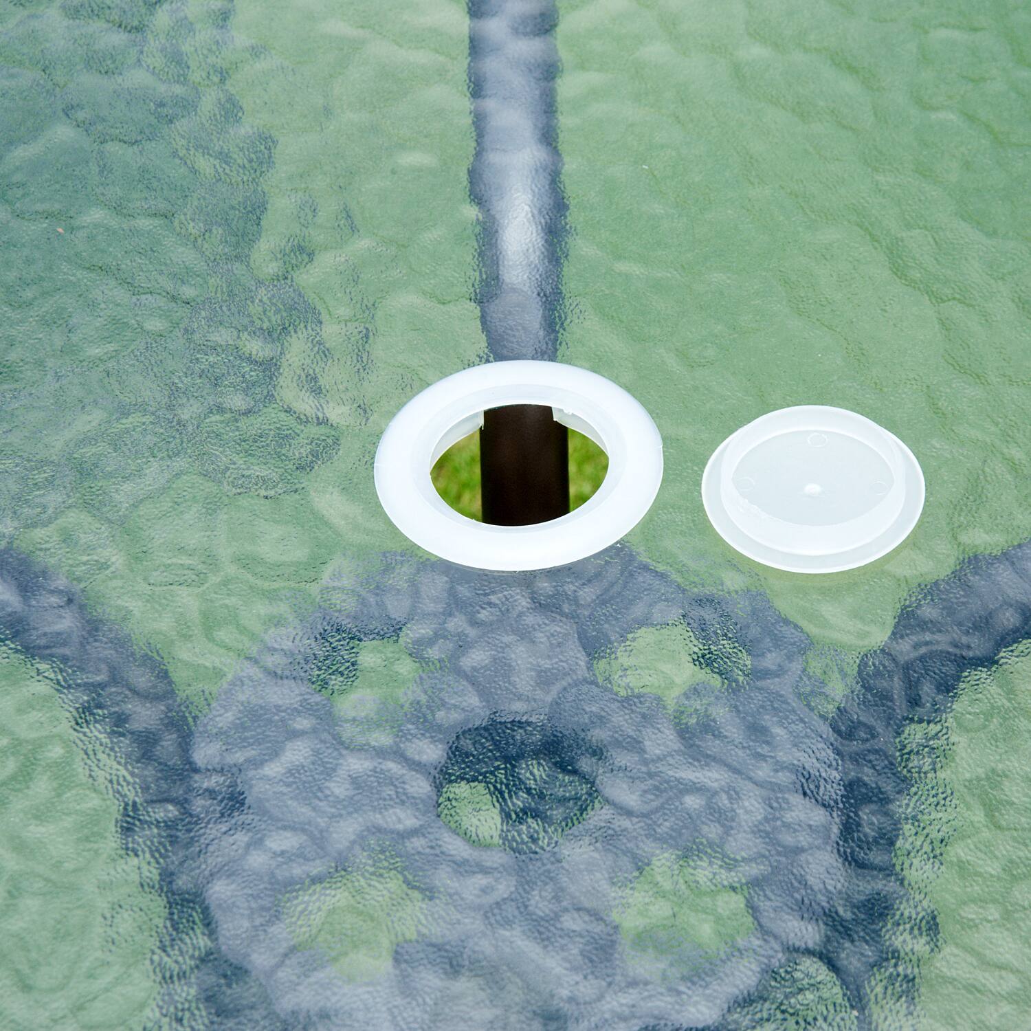 Alt View 7. Outsunny - 6 Piece Patio Dining Set for 4 with Umbrella, Outdoor Table and Chairs with 4 Folding Dining Chairs & Round Glass Table - Black.