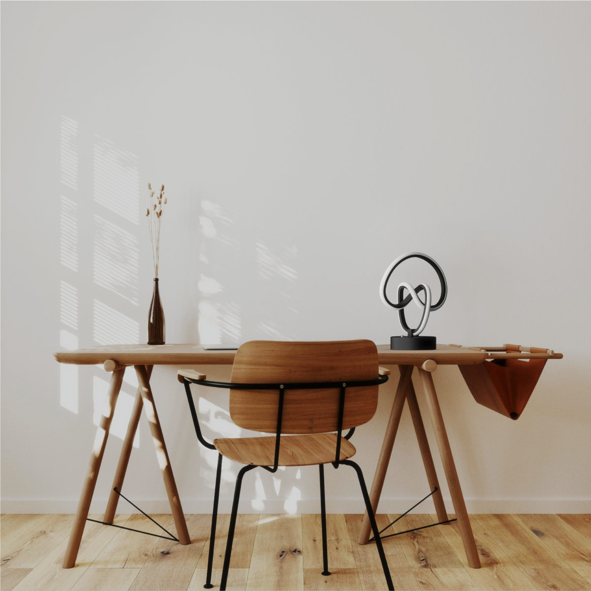 Alt View 1. Infibrite - Abstract Art 12W LED Table Lamp 11 Inch, 3000K Warm Light, Touch Control, Integrated LED - White.