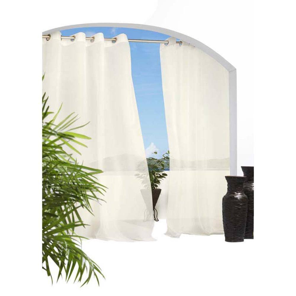 Commonwealth Home Fashions - Commonwealth Outdoor Decor Cote D'Azure Linen Grommet Top Panel - 54x84" - Ivory