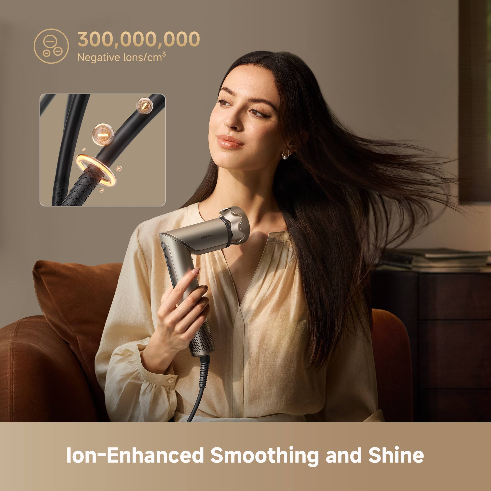 300,000,000 Negative Ions/cm³

Ion-Enhanced Smoothing and Shine